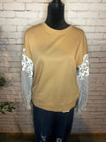 Floral Stripe Patchwork Crew Neck