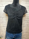 Sweetheart Neckline Cabbage Hem Lace Sheer Back Top