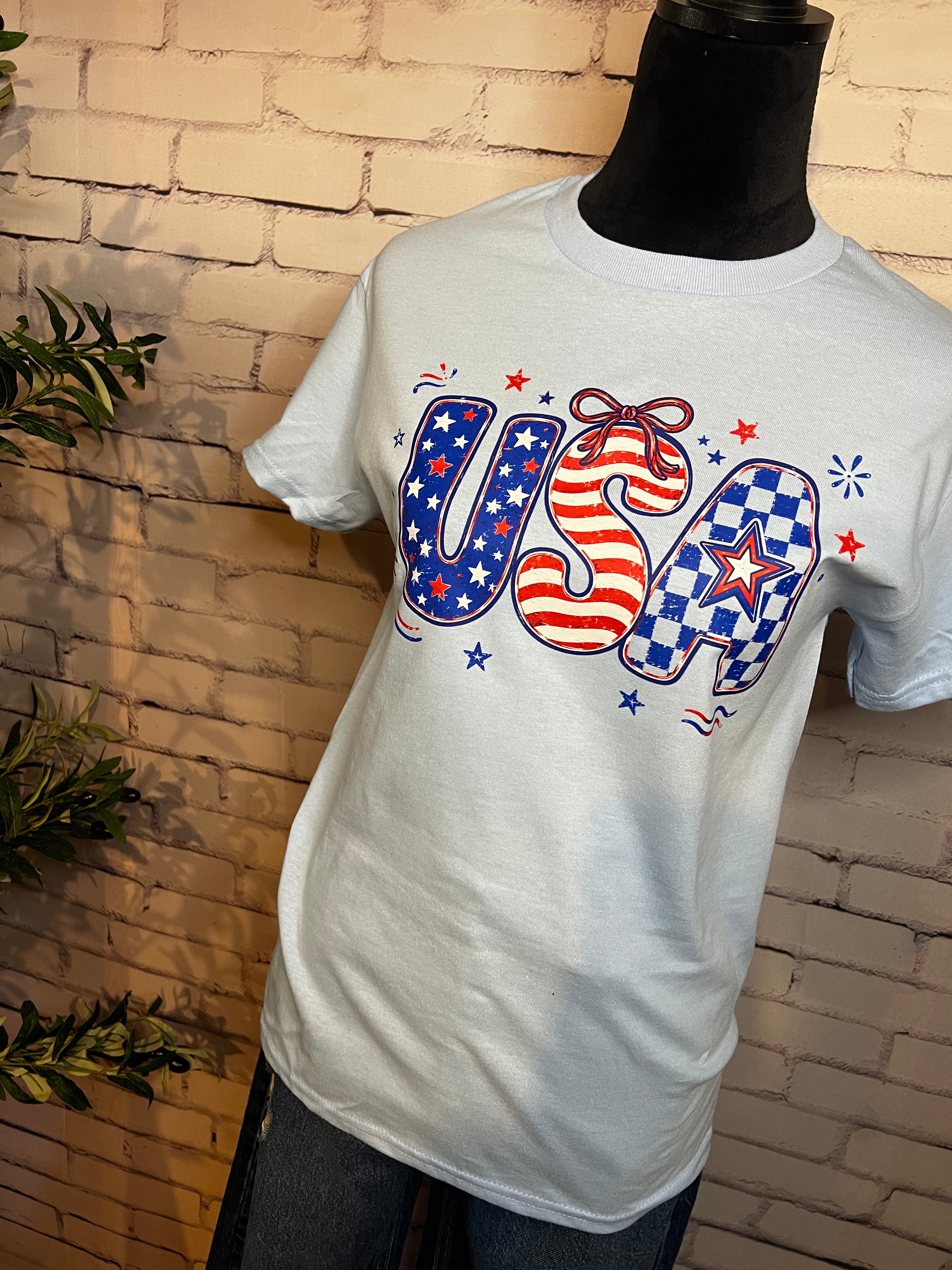 USA Graphic Tee - Light Blue